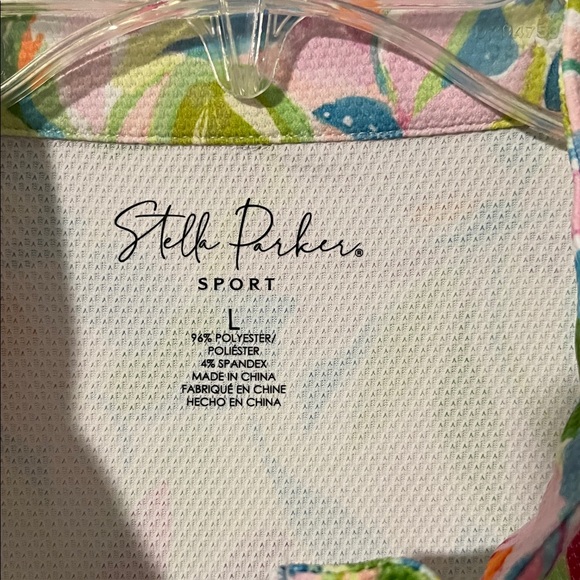 NWT Stella Parker Sport Floral Vine Sleeveless Polo UPF 50 Sun Protection Size L - Picture 2 of 10